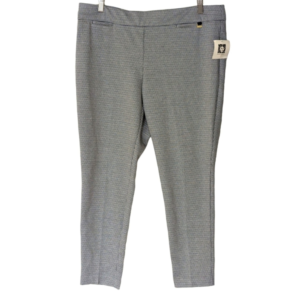 NWT ANNE KLEIN Hounstooth Slim Ankle Pull on Duke Pant-XL
